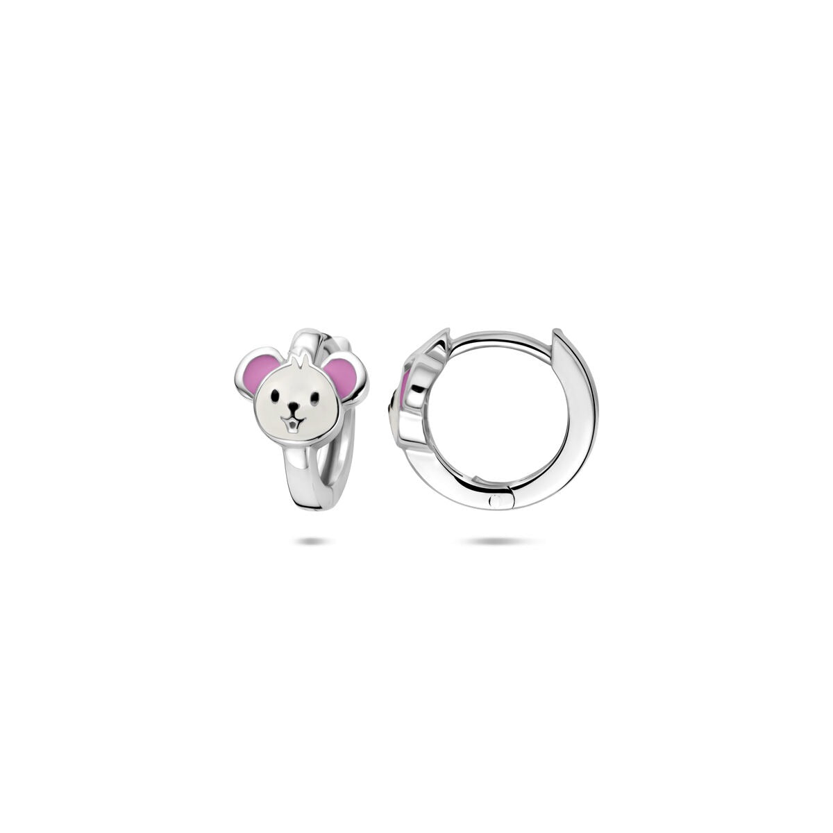 Aros infantiles de plata con esmalte de ratón – 10 x 8 mm