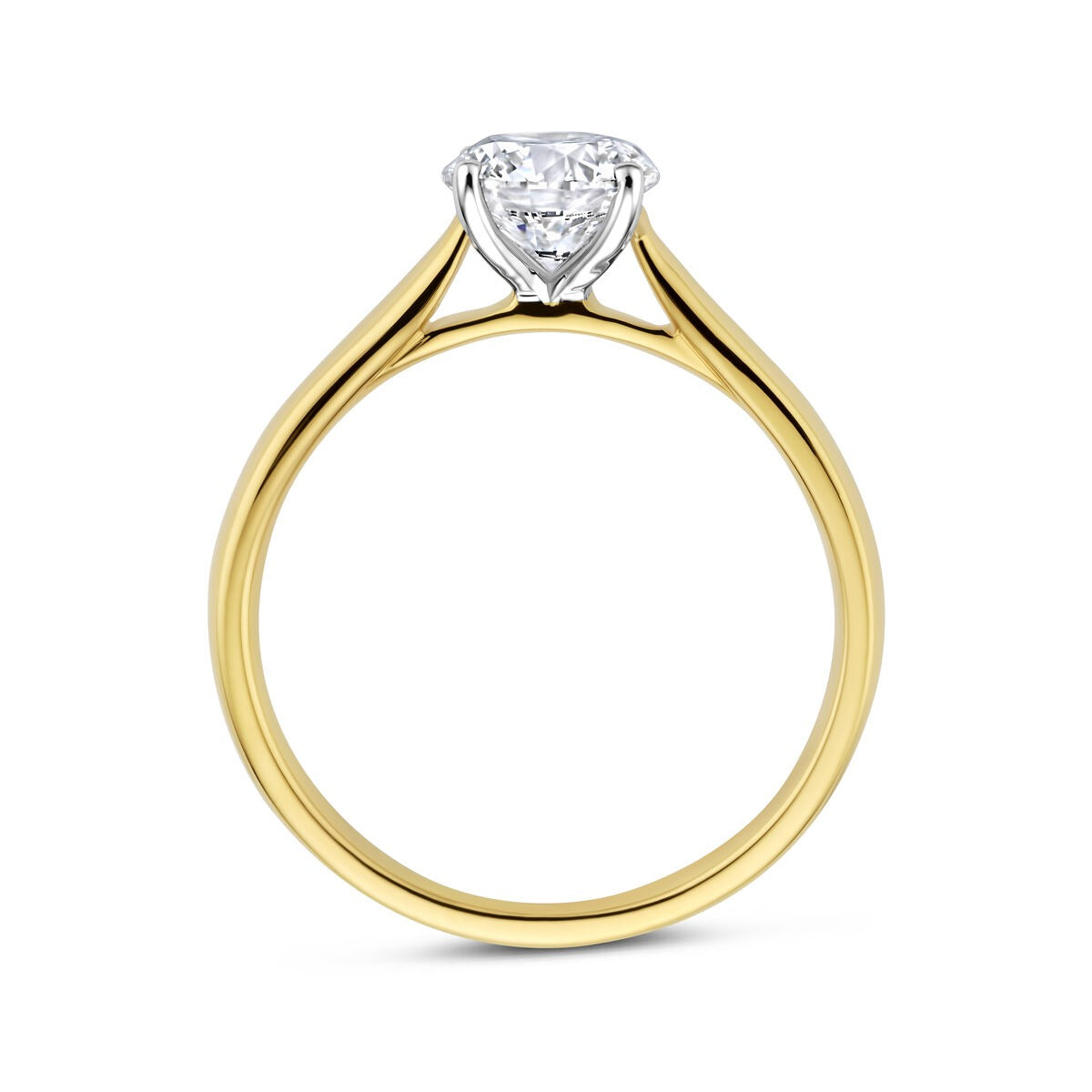 Anillo de mujer bicolor de 14k con diamante cultivado en laboratorio de 1.00 ct - incluye certificado