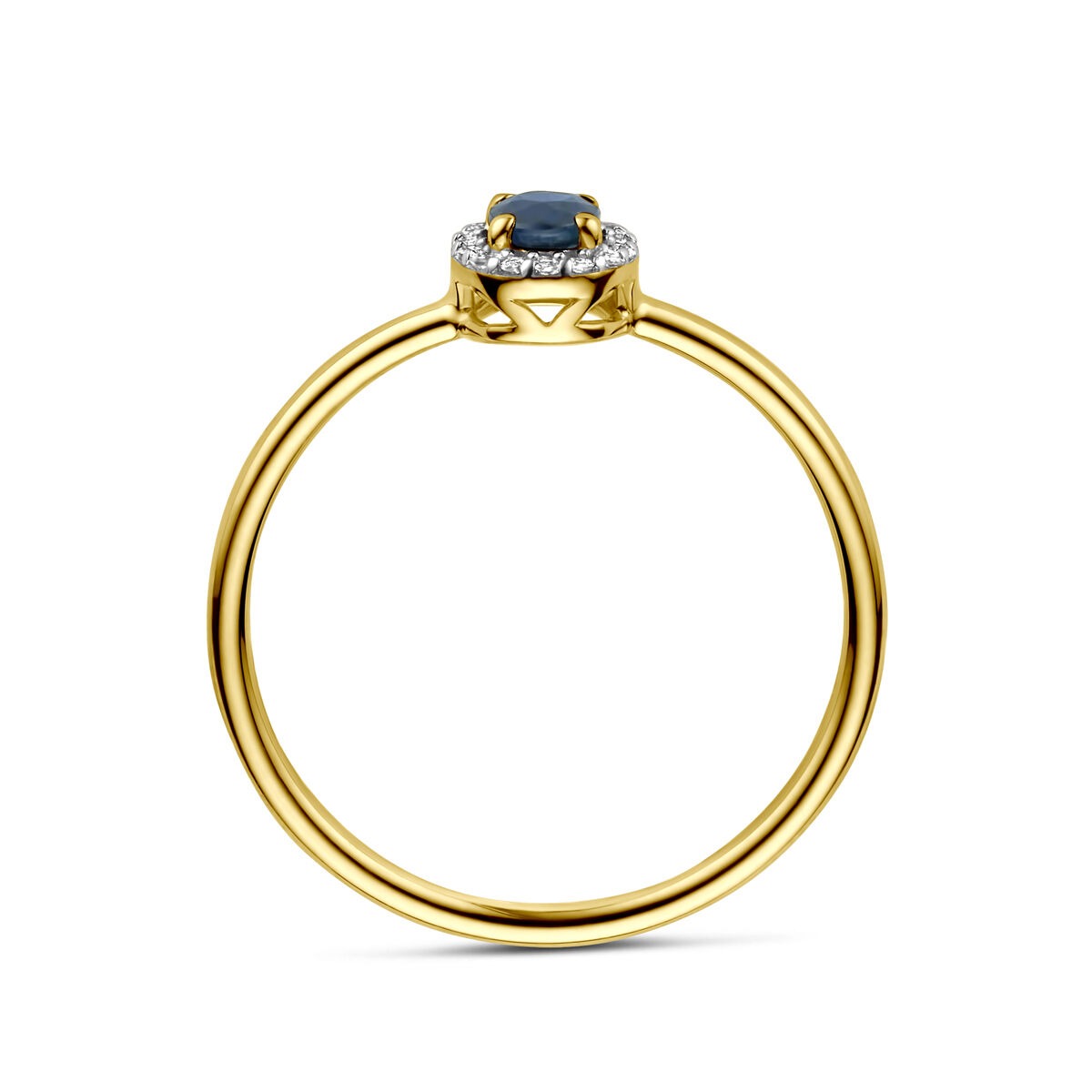 Anillo de oro con zafiro y diamante – 14k