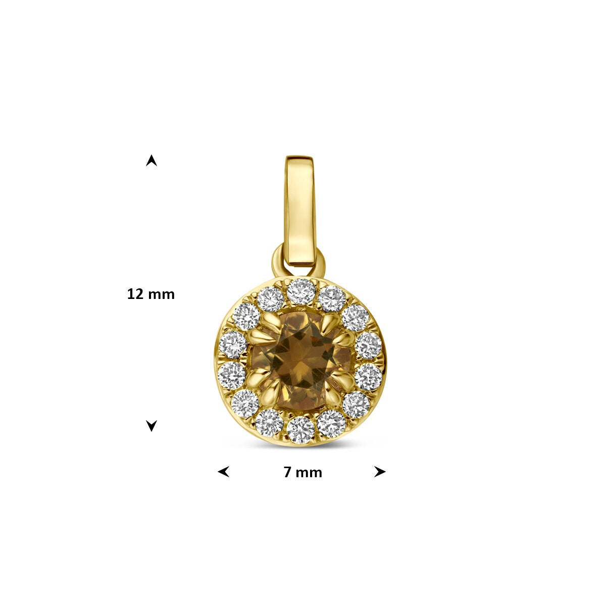 colgante de oro amarillo con citrino y diamante cultivado en laboratorio