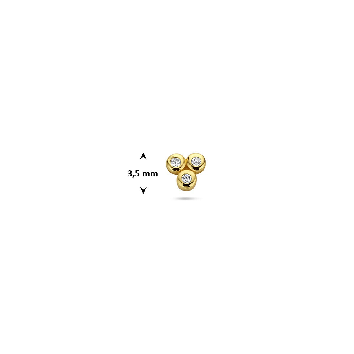 Piercing chapado en oro con base plana y circonitas - plata 925