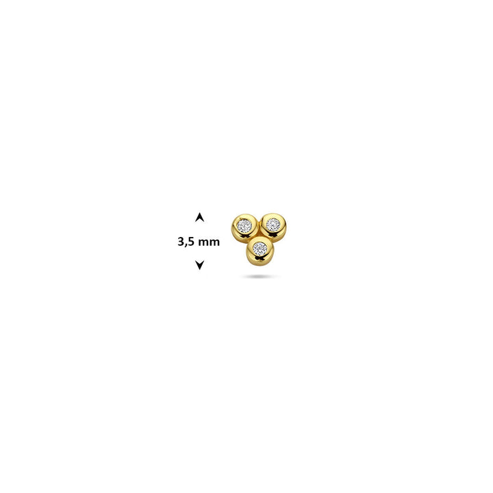 Verguld zilveren flat back piercing met zirkonia – 925 zilver