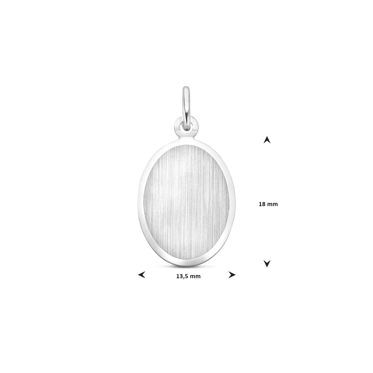 Colgante ovalado de grabado en plata rodiada 925 con acabado mate y diamantado