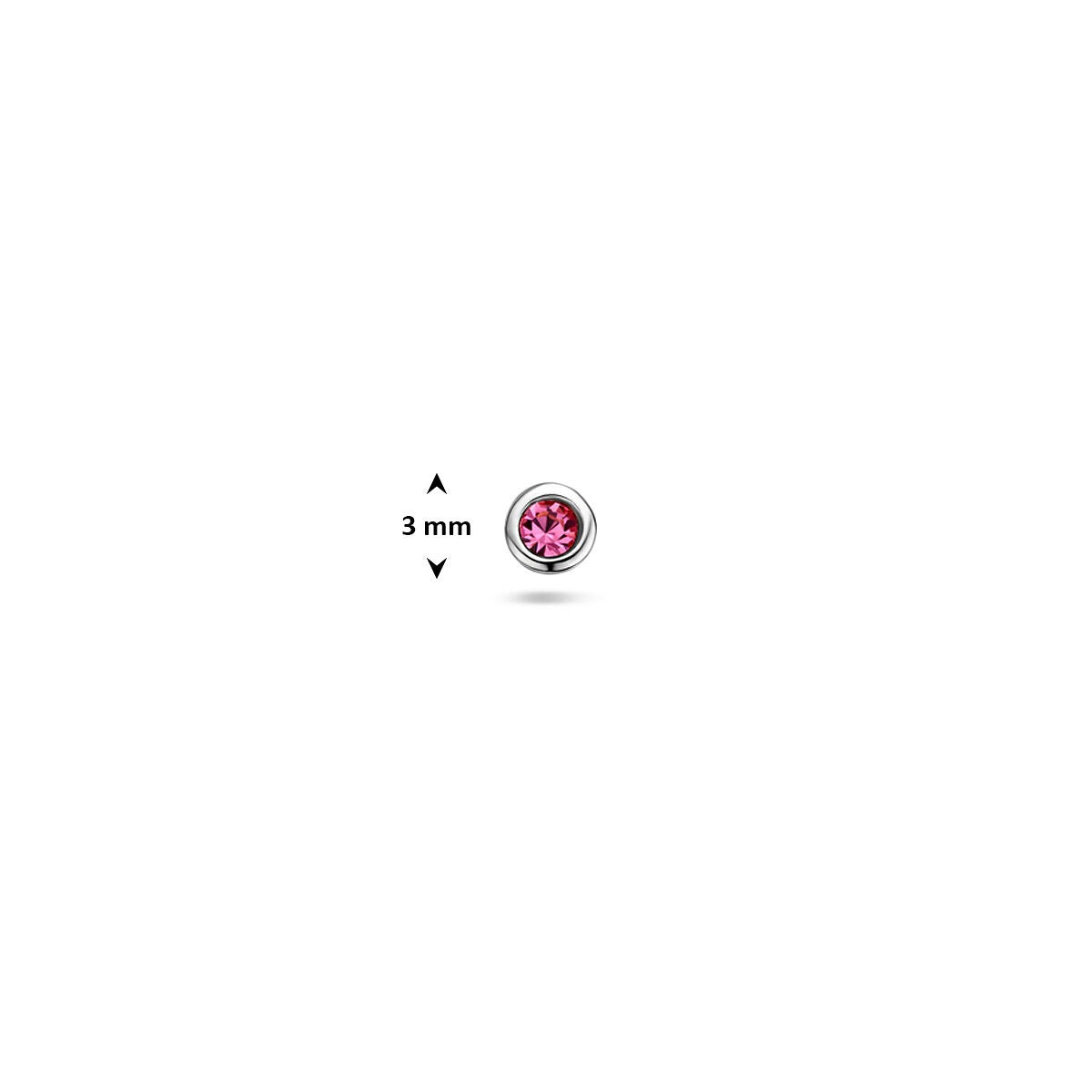 Piercing de plata chapada en rodio con strass rosa