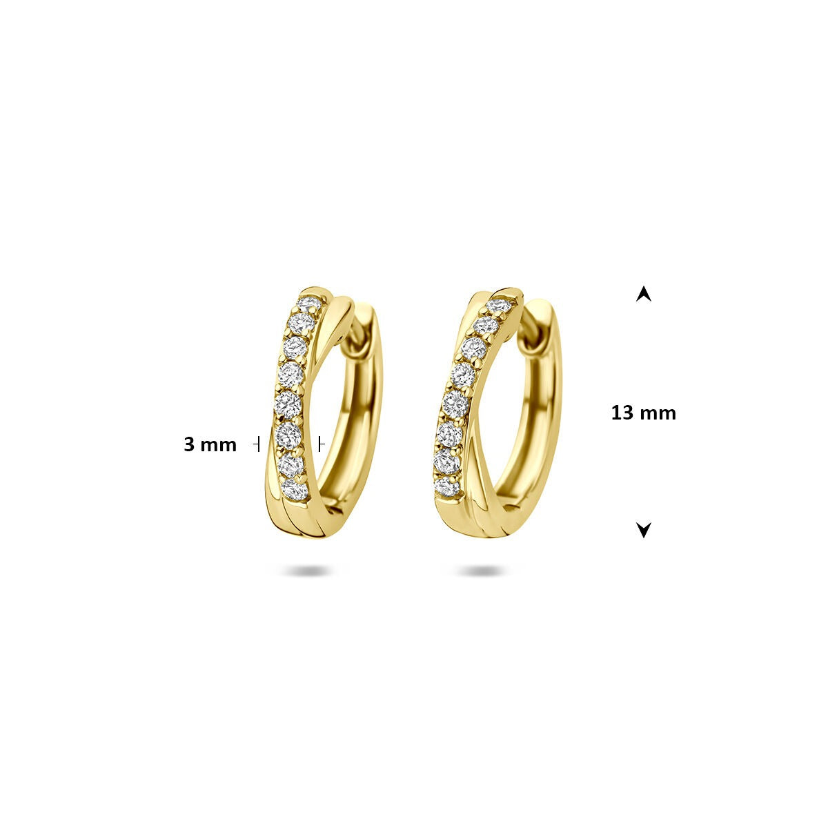 Aros de oro amarillo de 14k con diamante cultivado en laboratorio de 0,20 ct