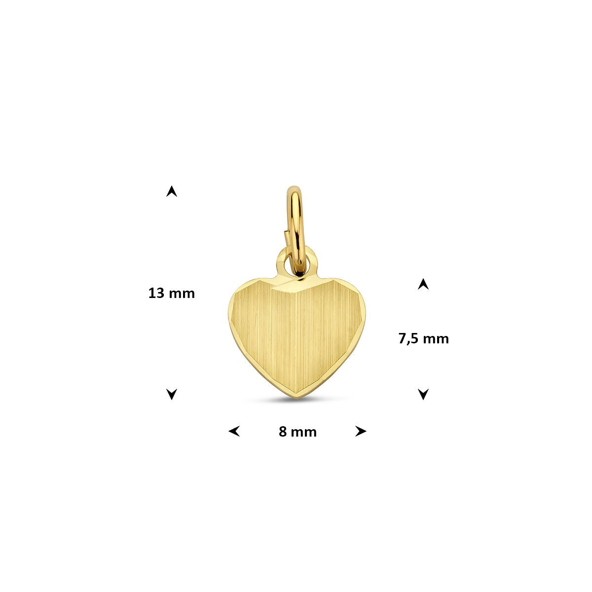 colgante de corazón grabado en oro amarillo de 9k