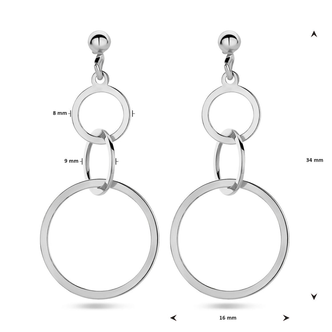 Gerhodineerd 925 zilveren oorhangers met cirkels