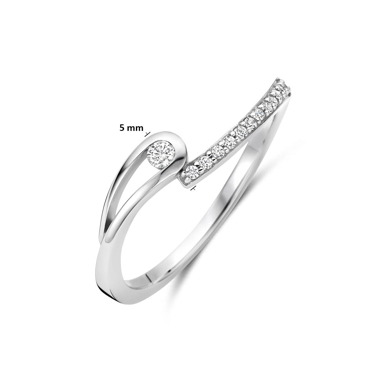 Anillo de mujer de plata con circonitas – plata 925 rodiada, engaste de entorno