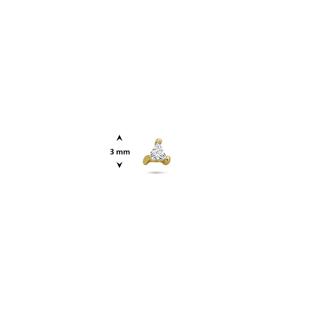 Piercing chapado en oro de plata 925 con circonita triangular