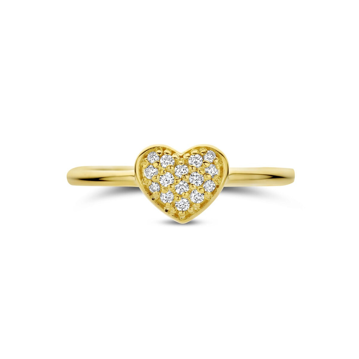 Anillo de mujer en oro amarillo de 14k con corazón y diamante – 0.10 ct