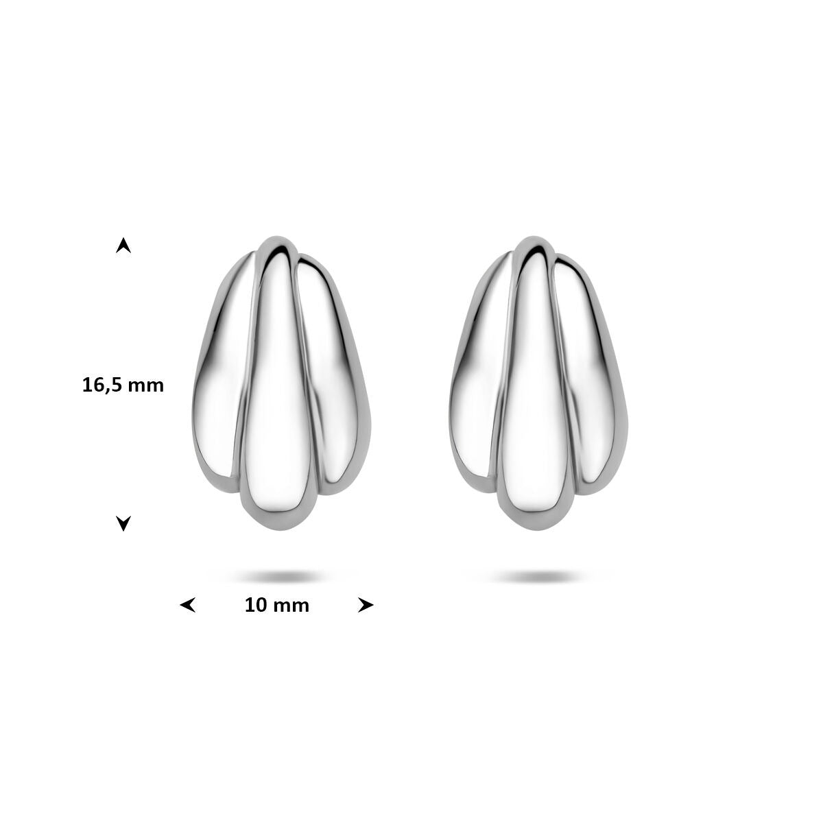 Pendientes de botón de plata 925 rodiados 16,5 x 10 mm