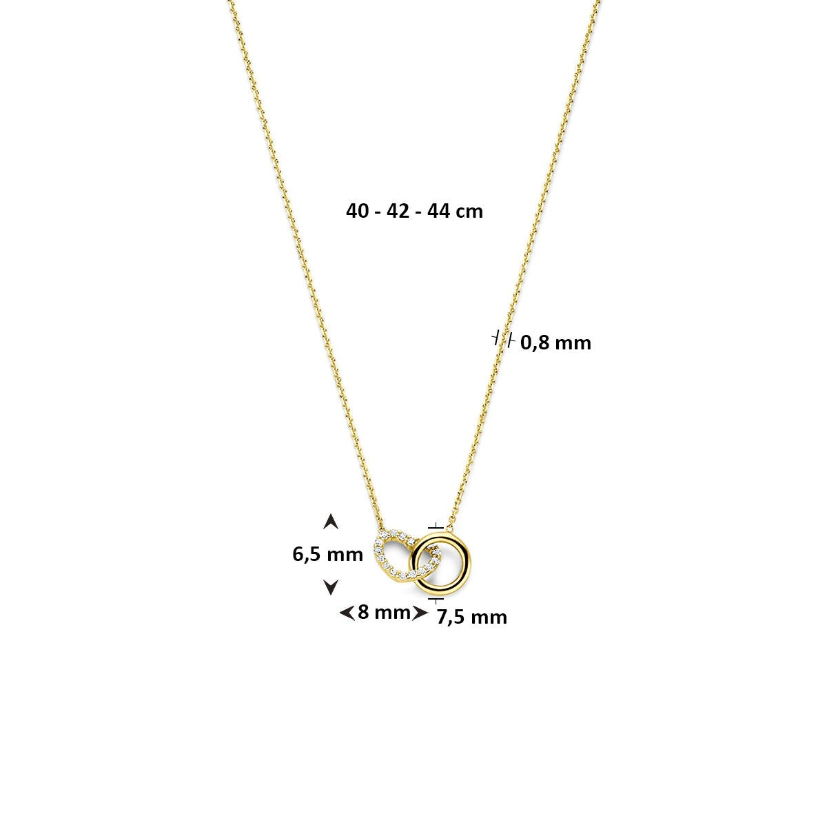 Collar de oro 14k con corazón y circonitas - de mujer