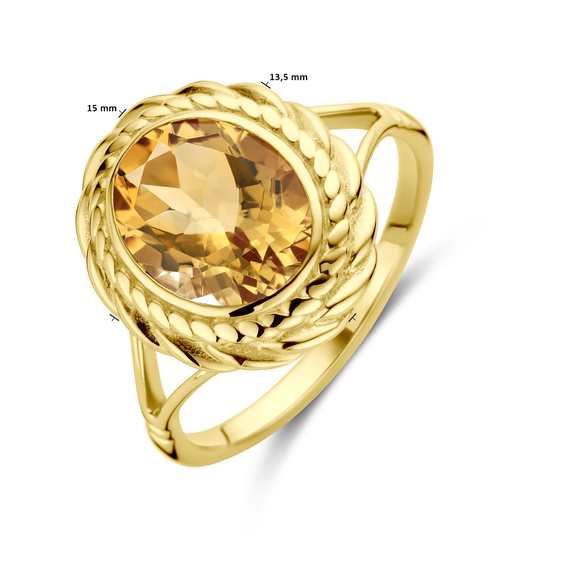 Anillo de oro 14k con citrino – forma de talla briolette