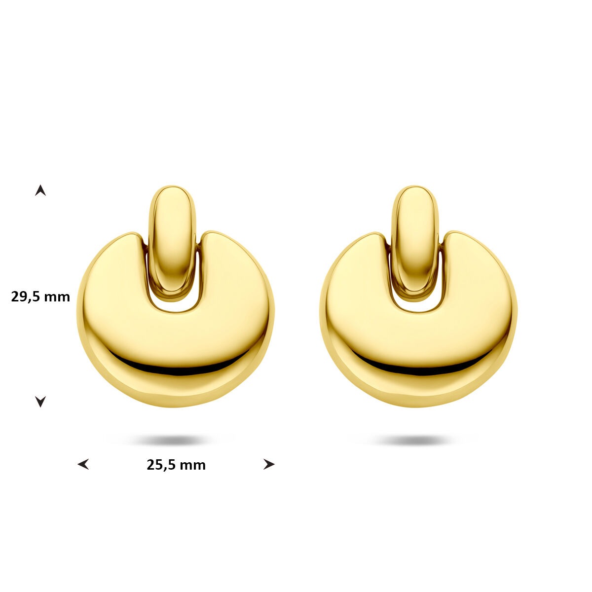 Pendientes de mujer de acero color amarillo con ion plating 29,5 mm