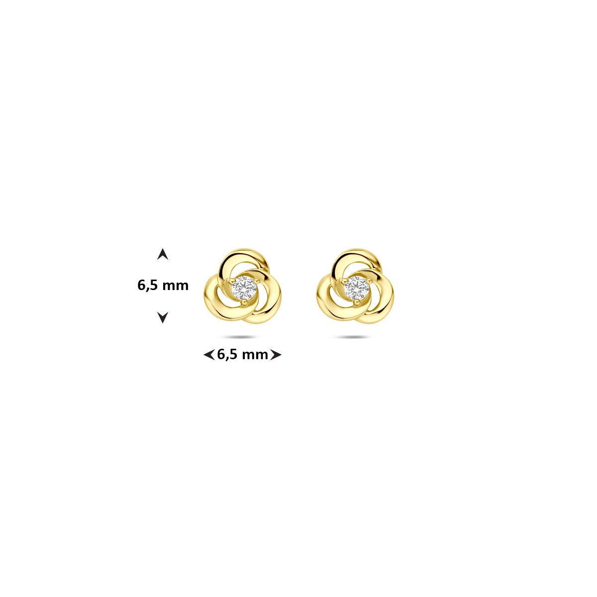 Pendientes de botón de oro amarillo con circonitas – 14k, engaste solitario
