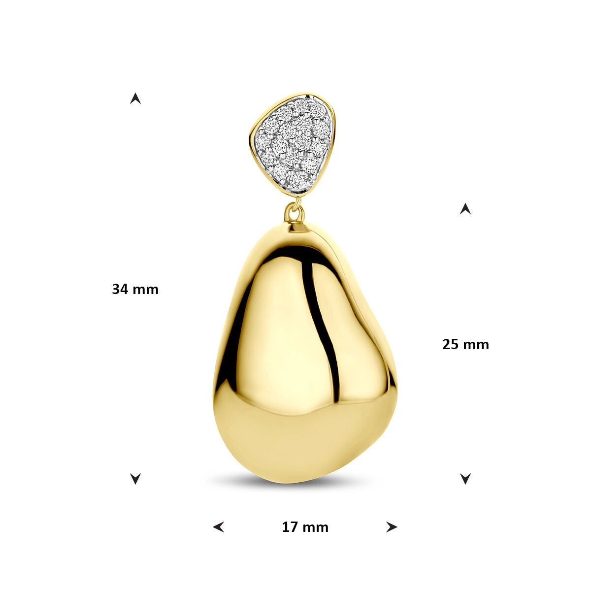Colgante de oro con diamante – 14k oro amarillo, pavé engastado 0.20ct h si 34 mm