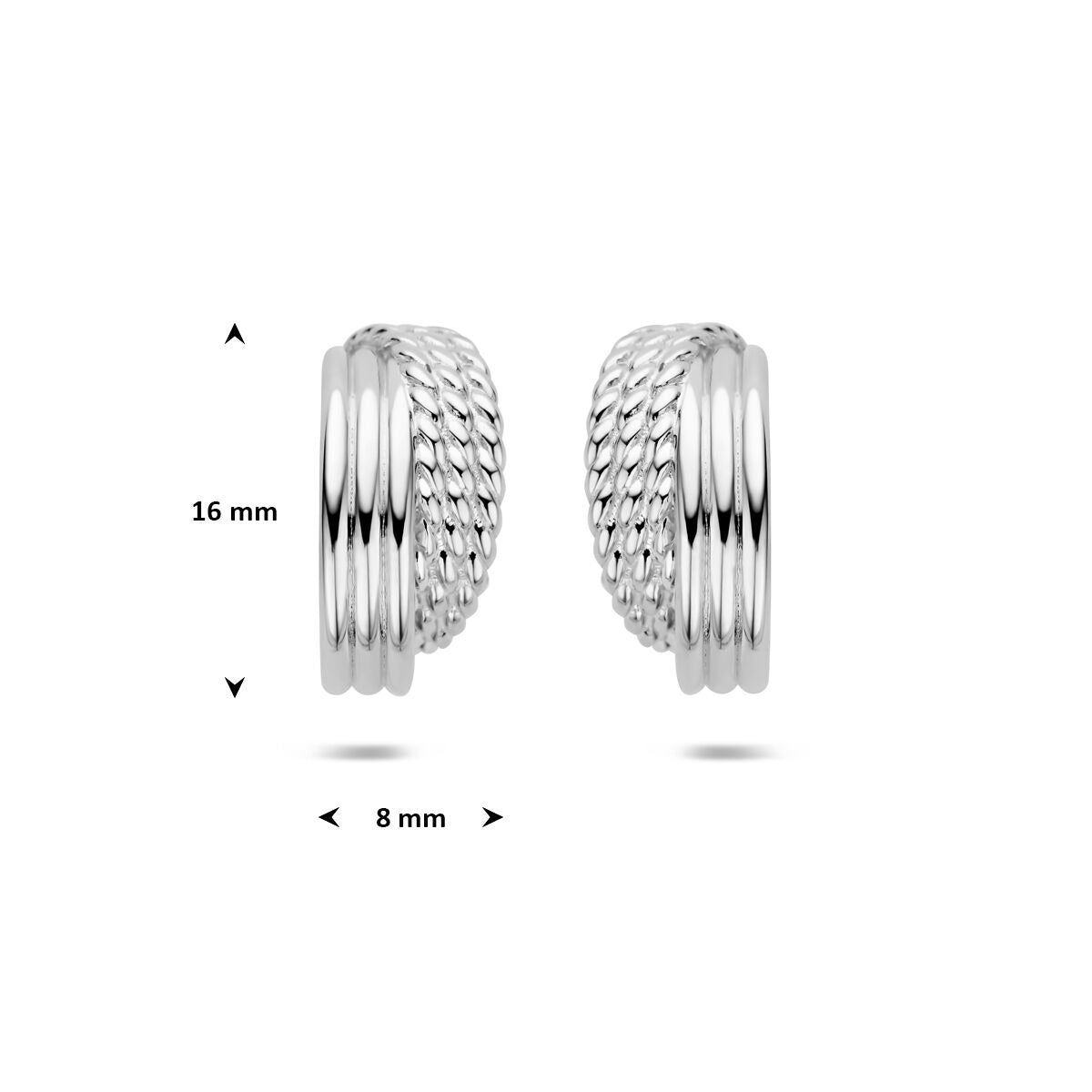 Pendientes de botón de plata rodiada