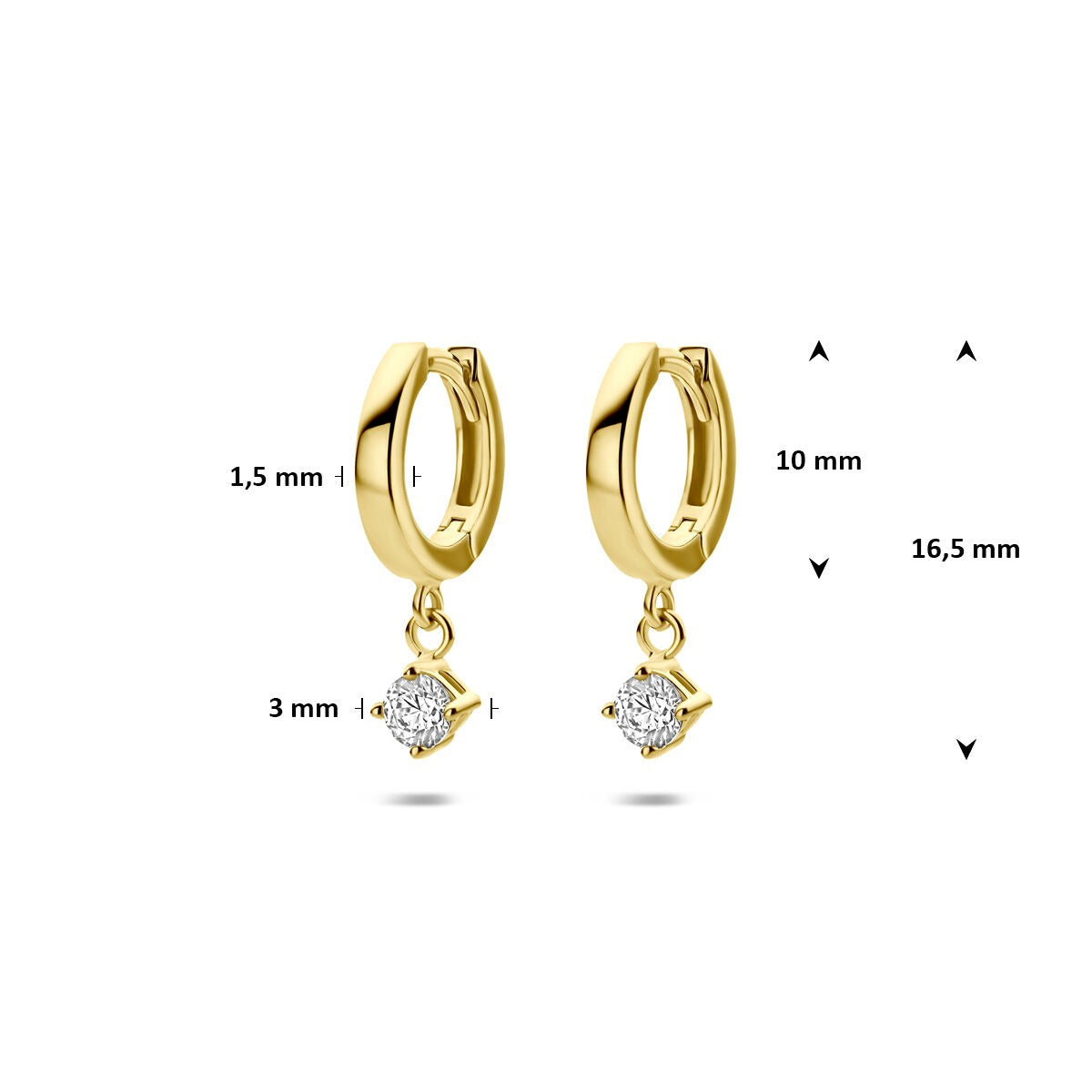 Aros de oro amarillo de 14k con circonitas