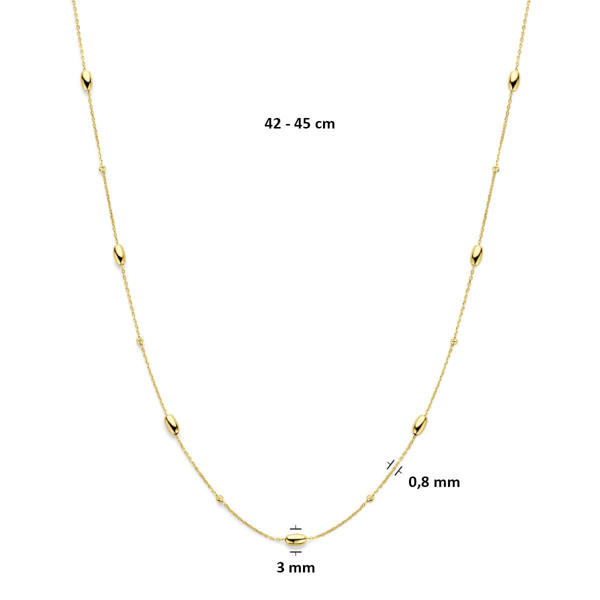 collar chapado en oro amarillo con bolitas y varillas