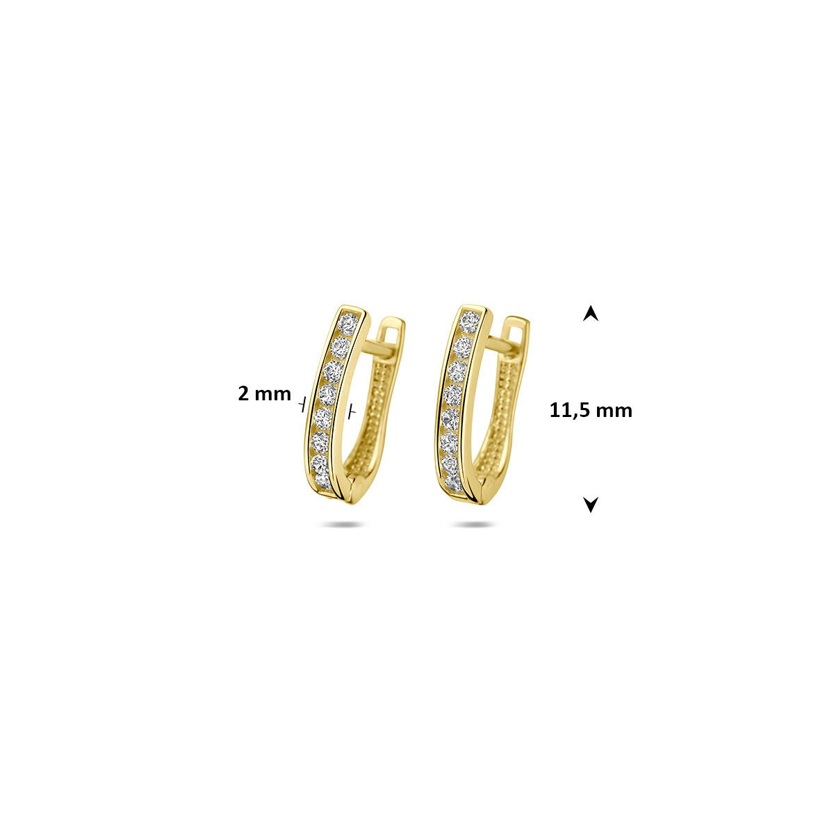 9k Geelgouden klapoorringen met zirkonia