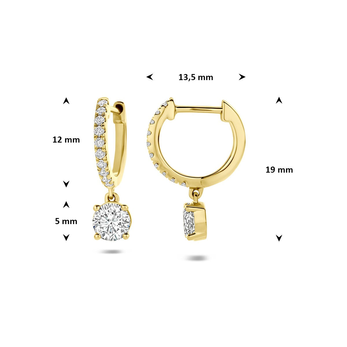 aros de oro amarillo de 14k con diamante cultivado en laboratorio 2.48ct