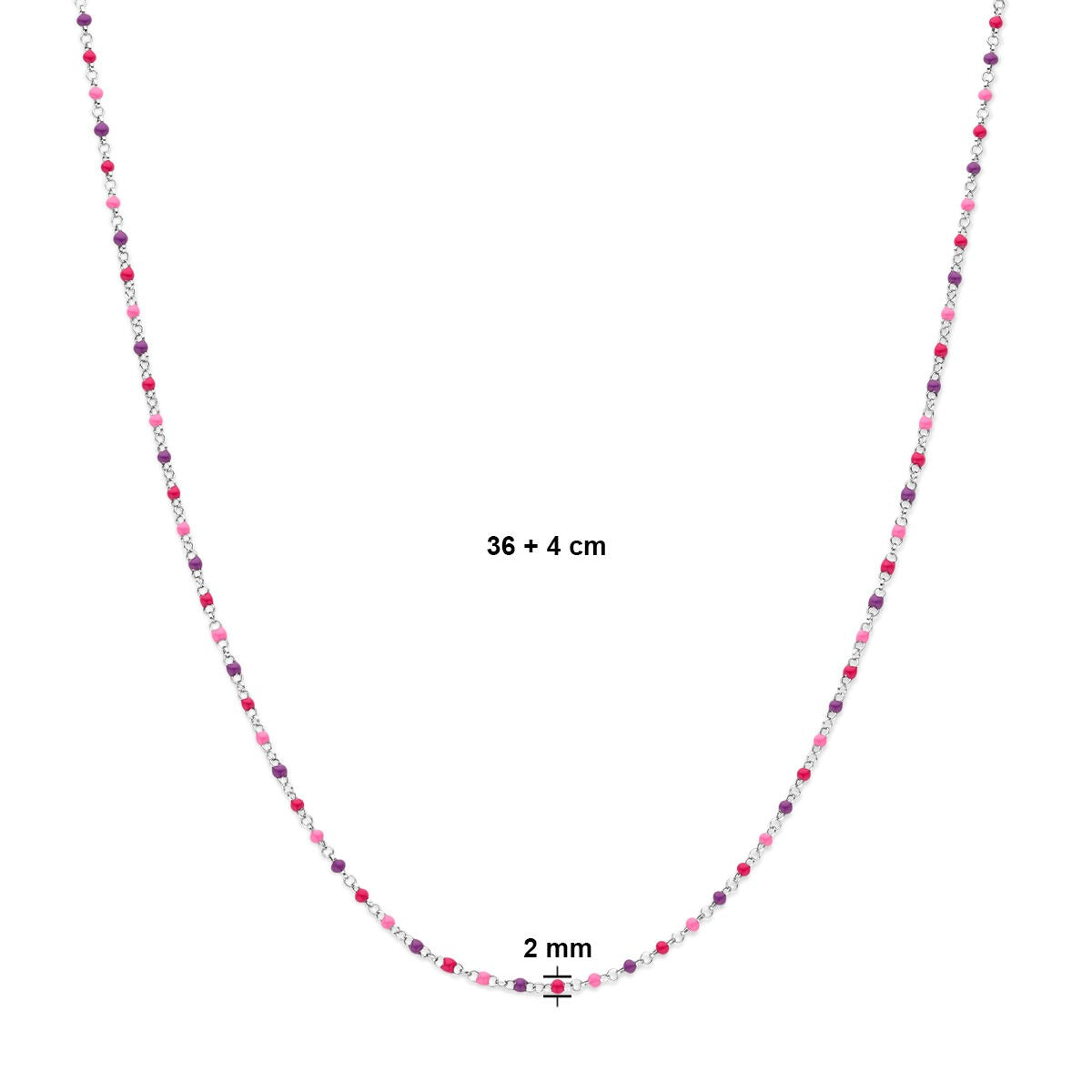 Collar infantil de plata rodiada con bolitas de esmalte – 36-40cm