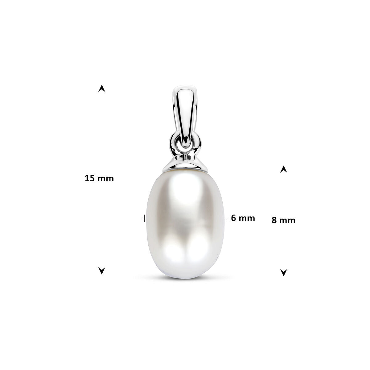 colgante de oro blanco con perla de agua dulce - ovalado