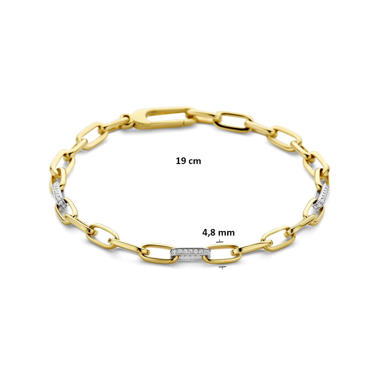 Pulsera bicolor con diamante – oro amarillo y oro blanco de 14k