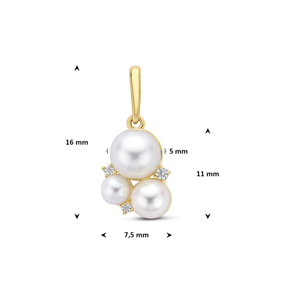 Colgante de oro amarillo de 14k con perla y circonita