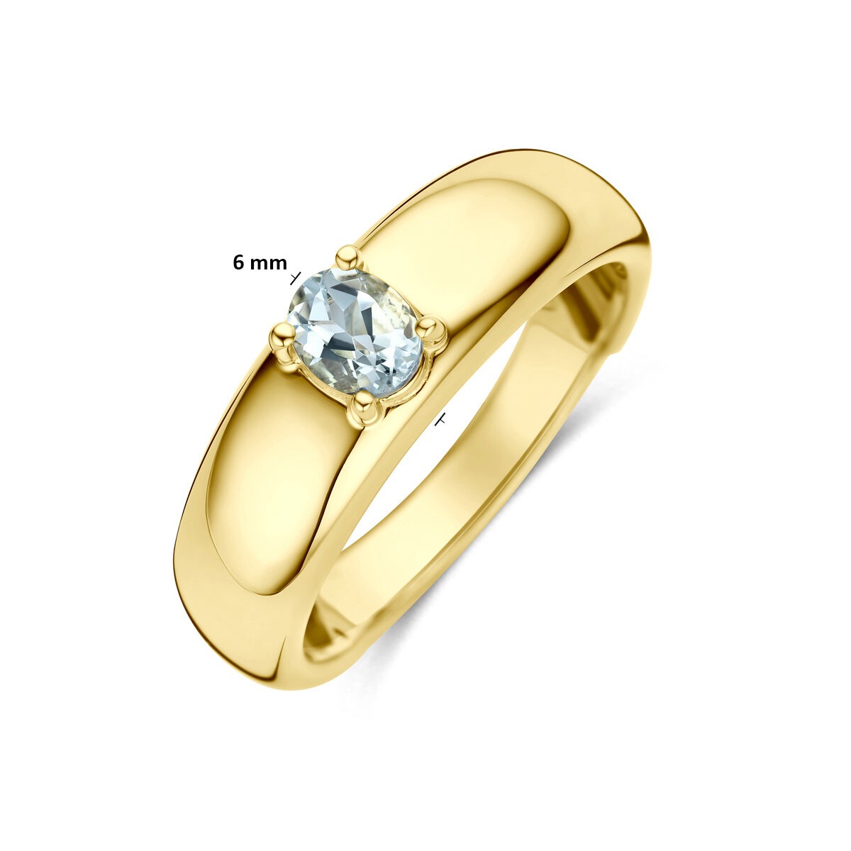 anillo de oro amarillo de 14k con aguamarina