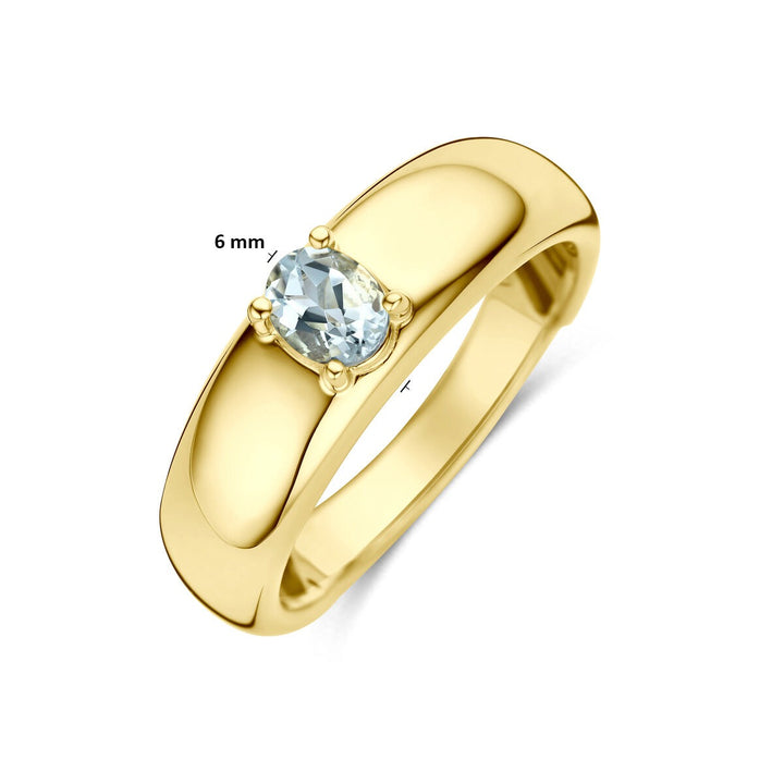 14k geelgouden ring met aquamarijn