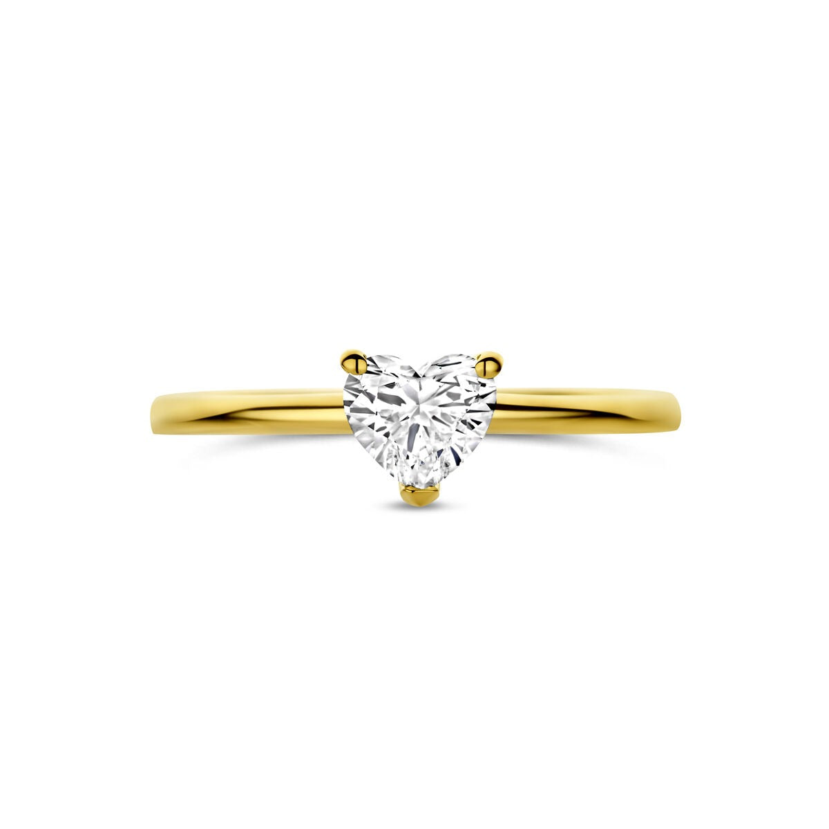 Anillo de oro amarillo de 14k con diamante lab grown en forma de corazón 0.50ct