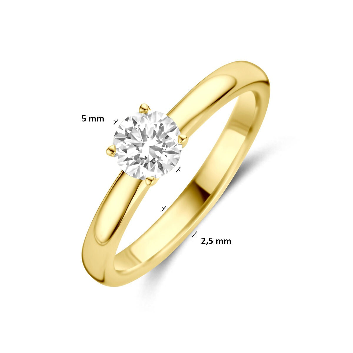 Anillo de mujer de oro con diamante cultivado en laboratorio – 14k oro amarillo