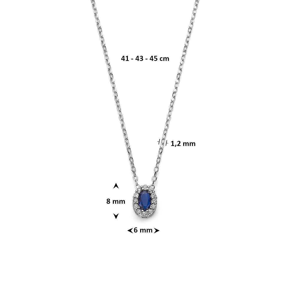 Collar de plata con zafiro y circonita – plata 925 rodiada
