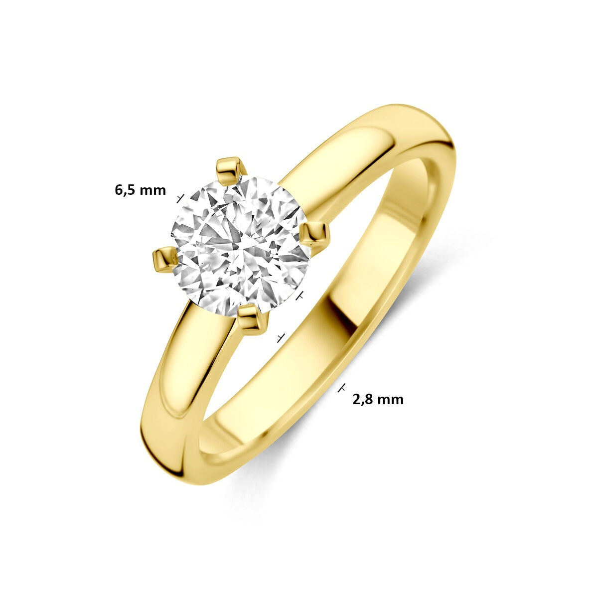 anillo de oro amarillo de 14k con diamante cultivado en laboratorio de 1.00ct