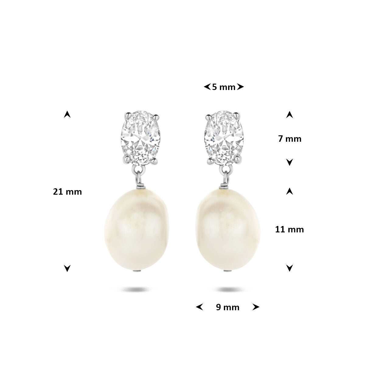 Pendientes de plata 925 con perla y circonita