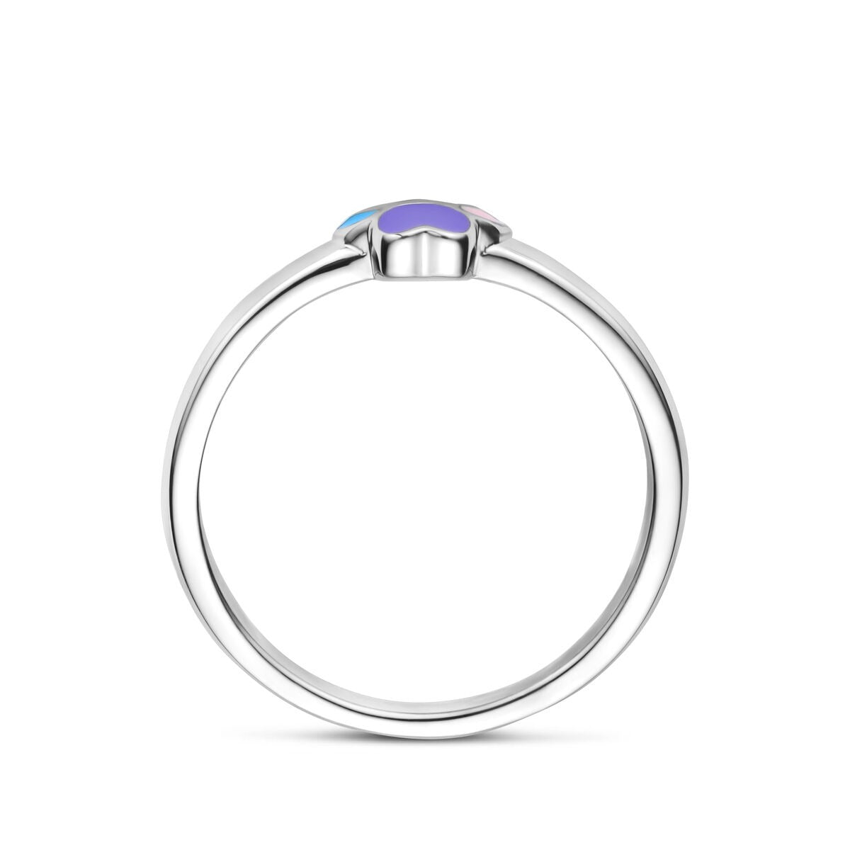 Anillo infantil de plata con esmalte de huella de perro - rodiado