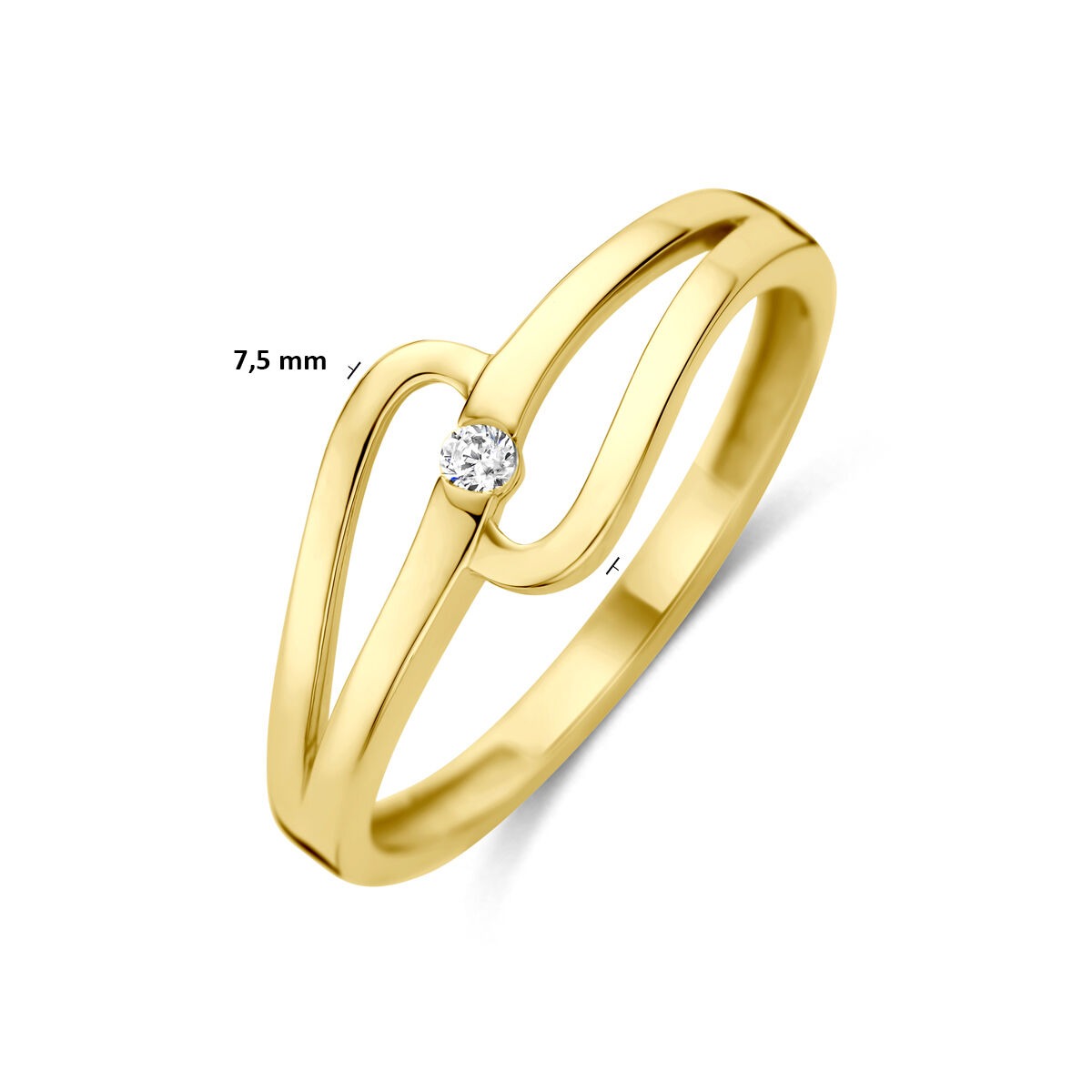 Anillo de oro amarillo de 14k con zirconia solitaria