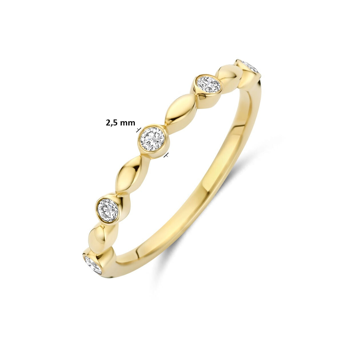 Anillo de oro amarillo de 14k con diamante cultivado en laboratorio de 0.13 ct