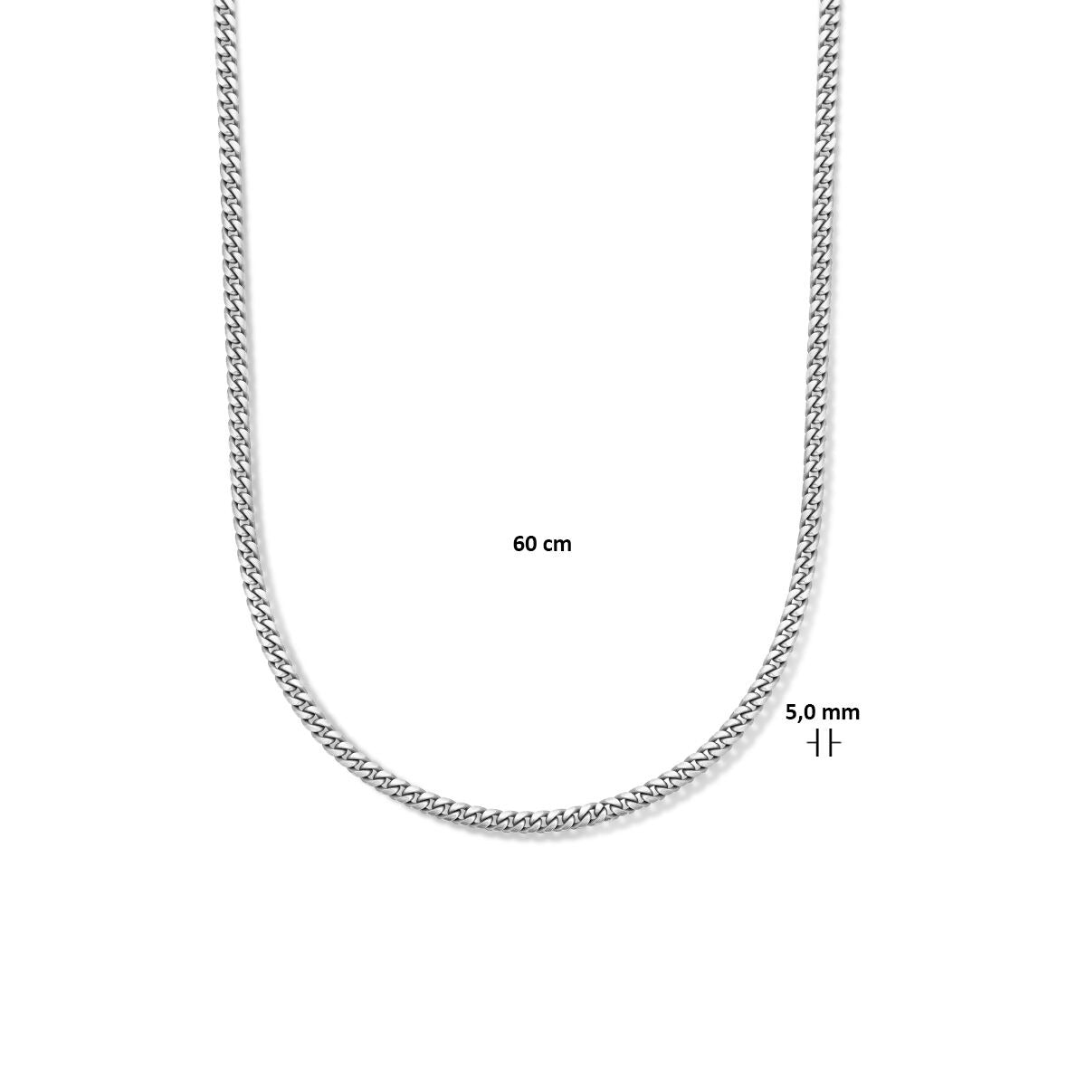 Collar de hombre de plata oxidada – gourmette pulida 5mm