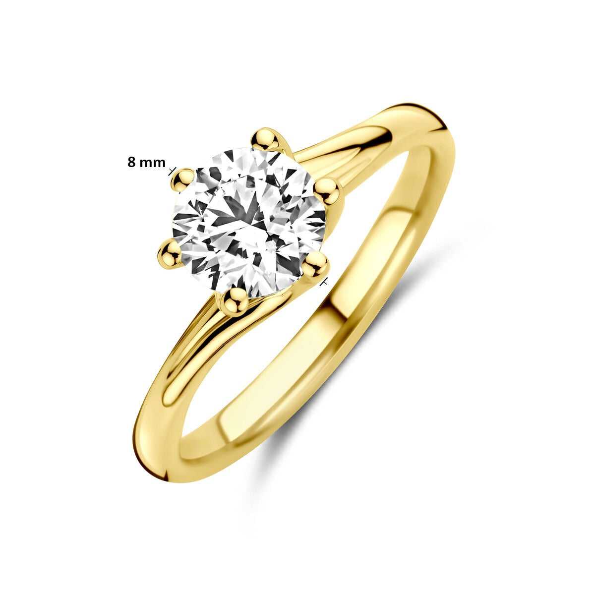 anillo de oro amarillo de 14k con diamante cultivado en laboratorio de 1.00ct