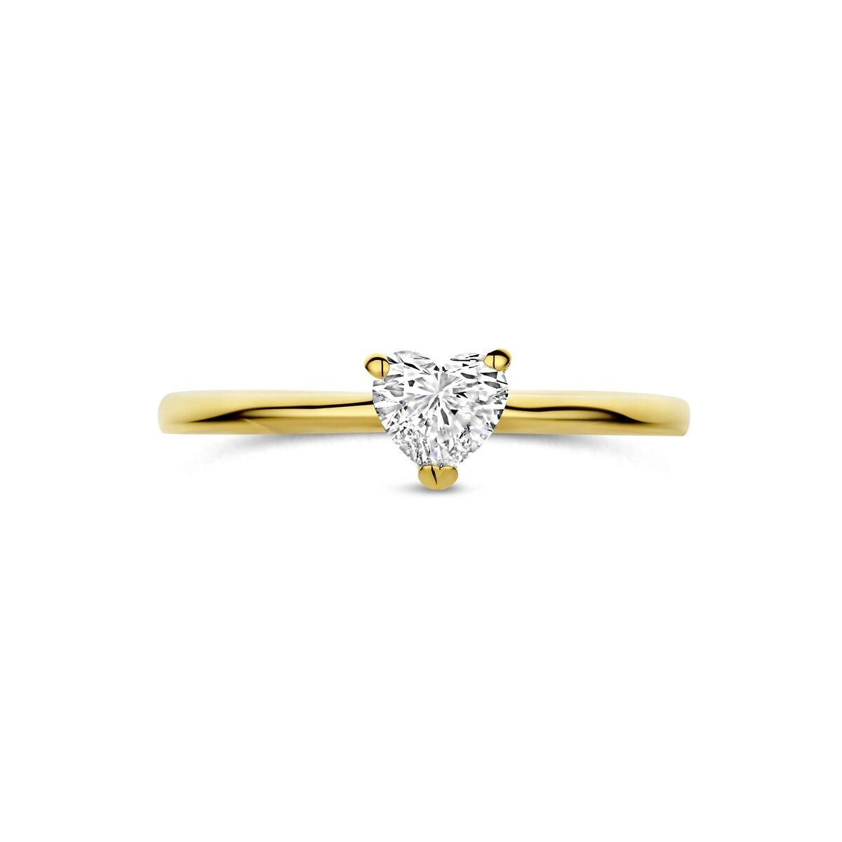 Anillo de oro amarillo de 14k con diamante lab grown en forma de corazón 0.30ct