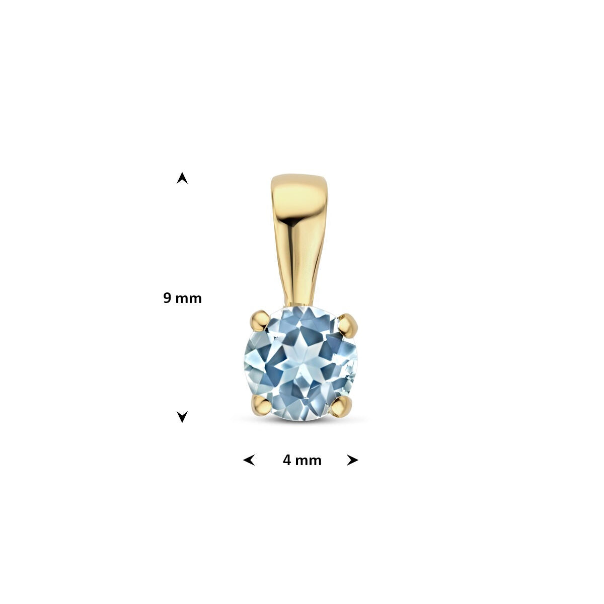 Colgante de oro amarillo de 14k con topacio azul