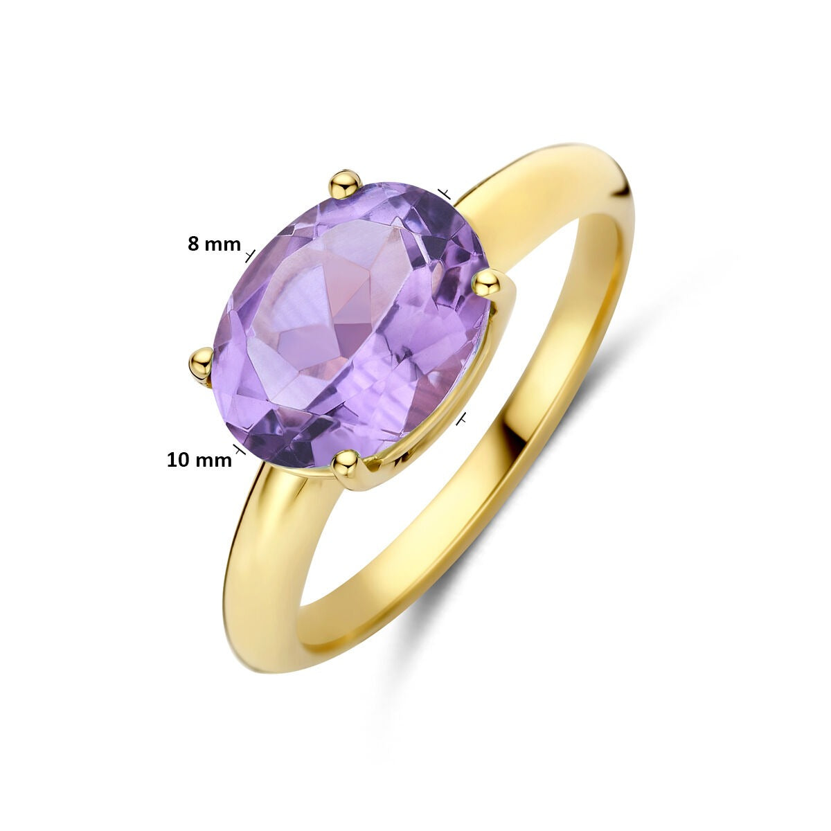 Anillo de oro amarillo de 14k con amatista