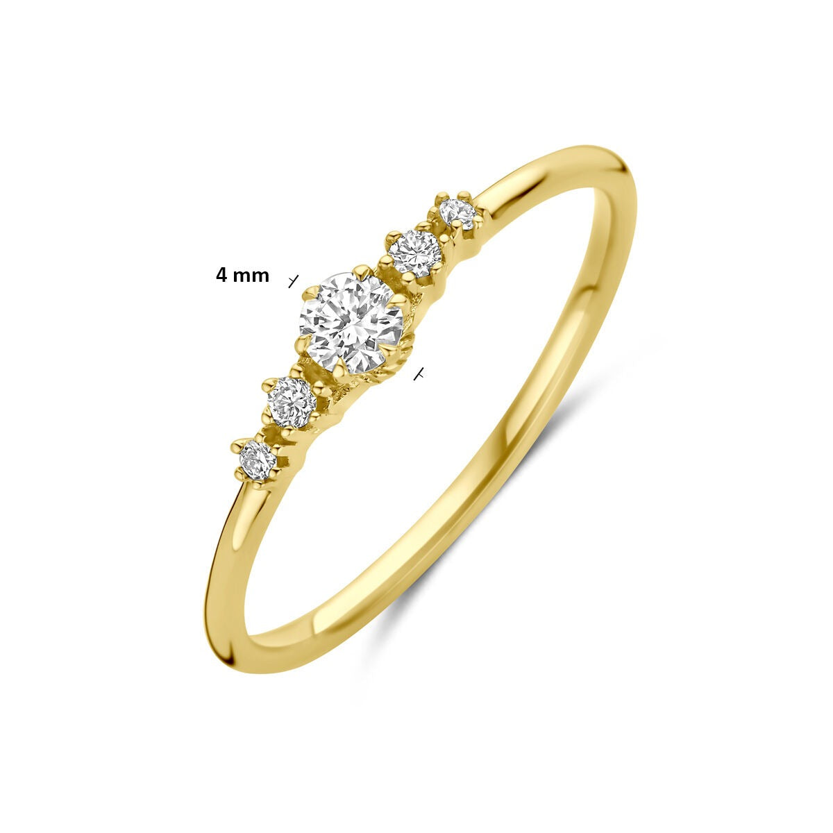 anillo de oro amarillo de 14k con diamante cultivado en laboratorio
