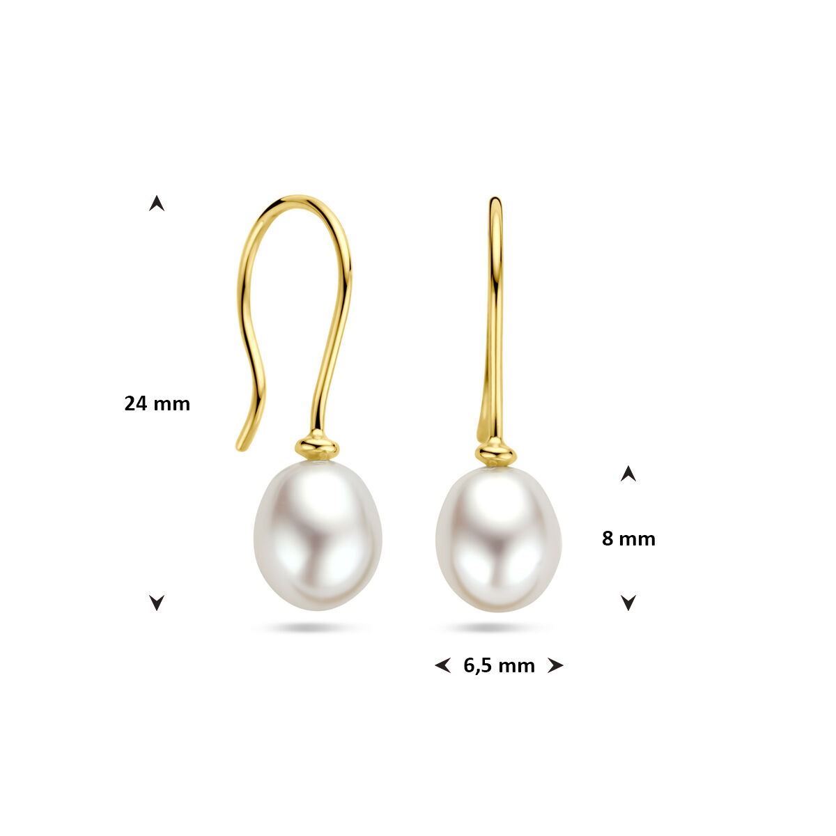 Aros de oro amarillo de 9k con perla de agua dulce