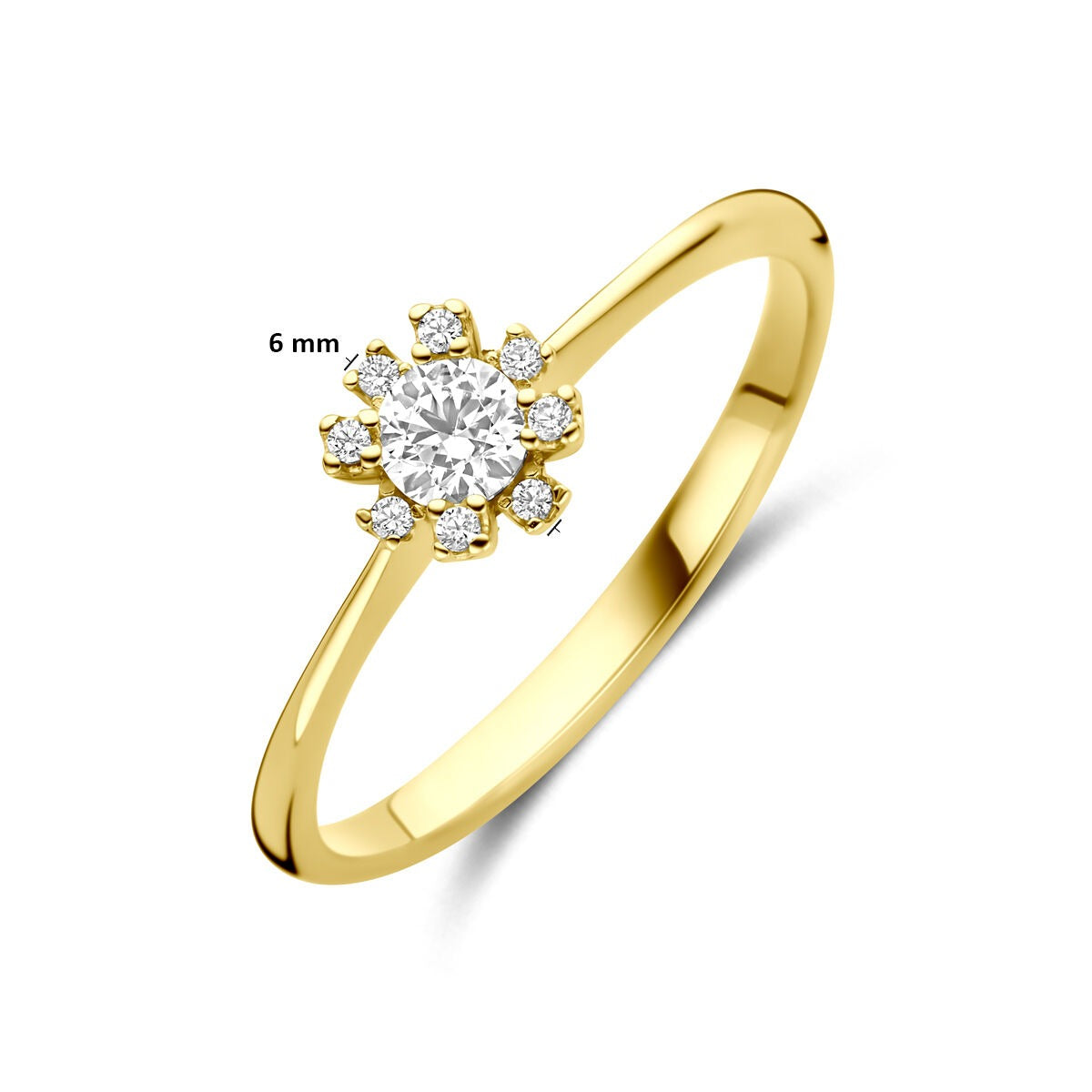 anillo de mujer en oro amarillo de 14k con circonitas – anillo elegante en estilo entourage