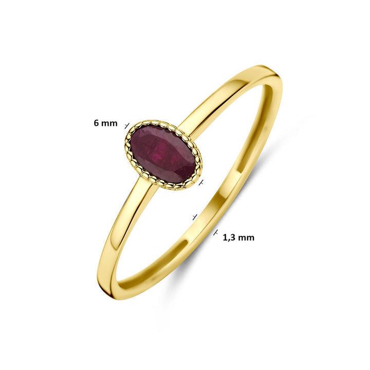 9k Geelgouden ring met robijn
