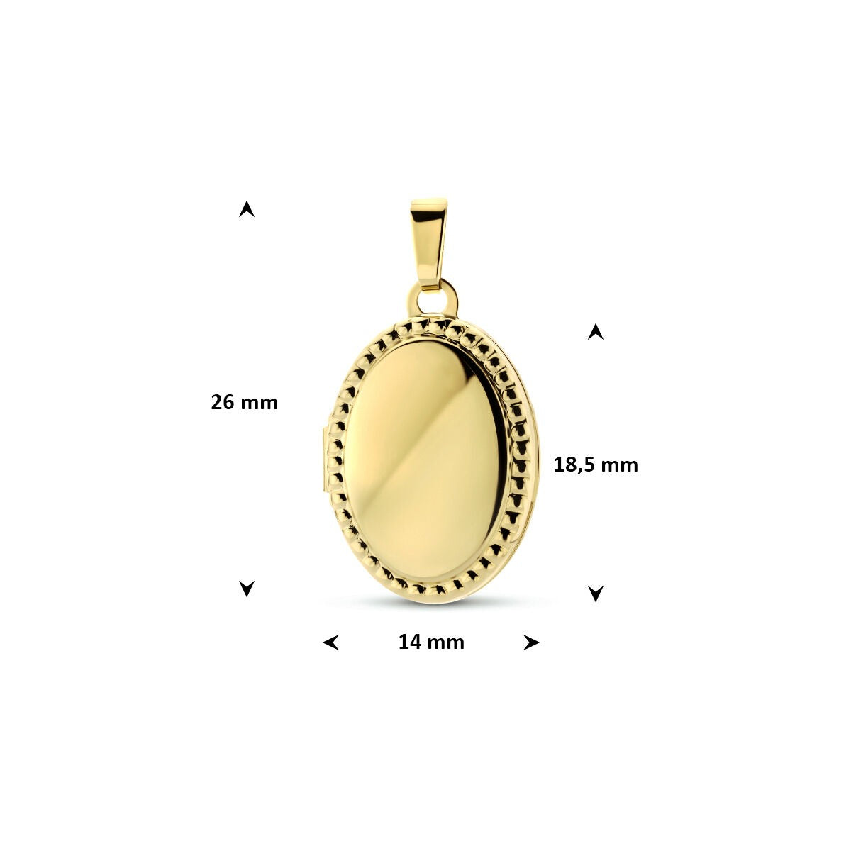 medallón ovalado de oro amarillo de 9k
