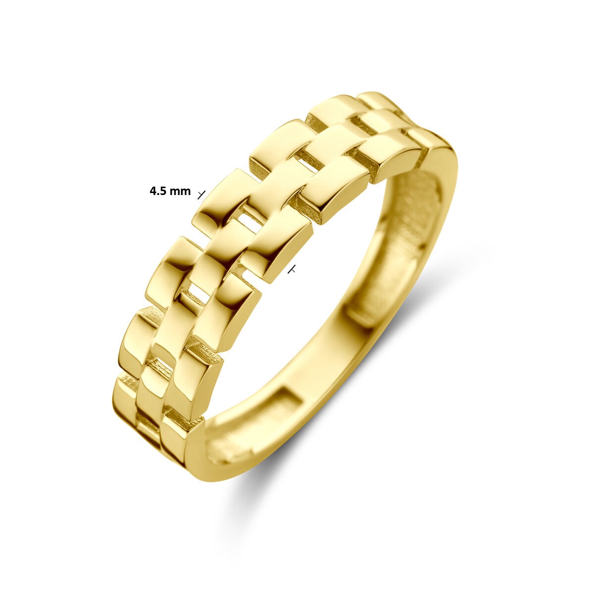 anillo de mujer en oro amarillo de 9k con motivo de eslabones – 4,5 mm de ancho